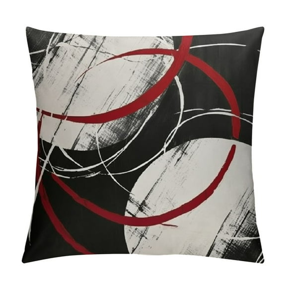 Nawypu Set of 4 Throw Pillow Covers Modern Abstract Red and Black White Gray Pattern Retro Stripes Spiral Decorative Pillow Cases Home Decor Square 20x20 Inches Pillowcases