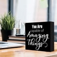 thumbnail image 6 of Zomyto 5"x5" Inspirational Office Wood Box Sign,Positive Office Desk Decor,Motivational Wooden Signs,You Are Capable of Amazing Things Wooden Block Sign, 6 of 8
