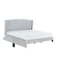 thumbnail image 3 of Wooden King Size Platform Bed With Wingback Design Padded Headboard, Beige, 3 of 3