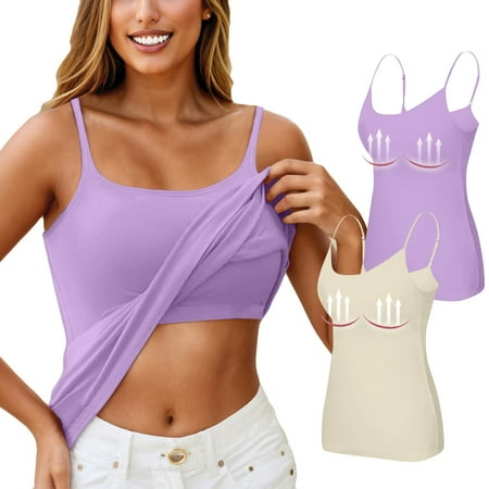 Nokdvo 2PC Yoga Racerback Tank Top for Women with Built in Bra Women s Padded Sports Bra Fitness Workout Running Shirts 3XL