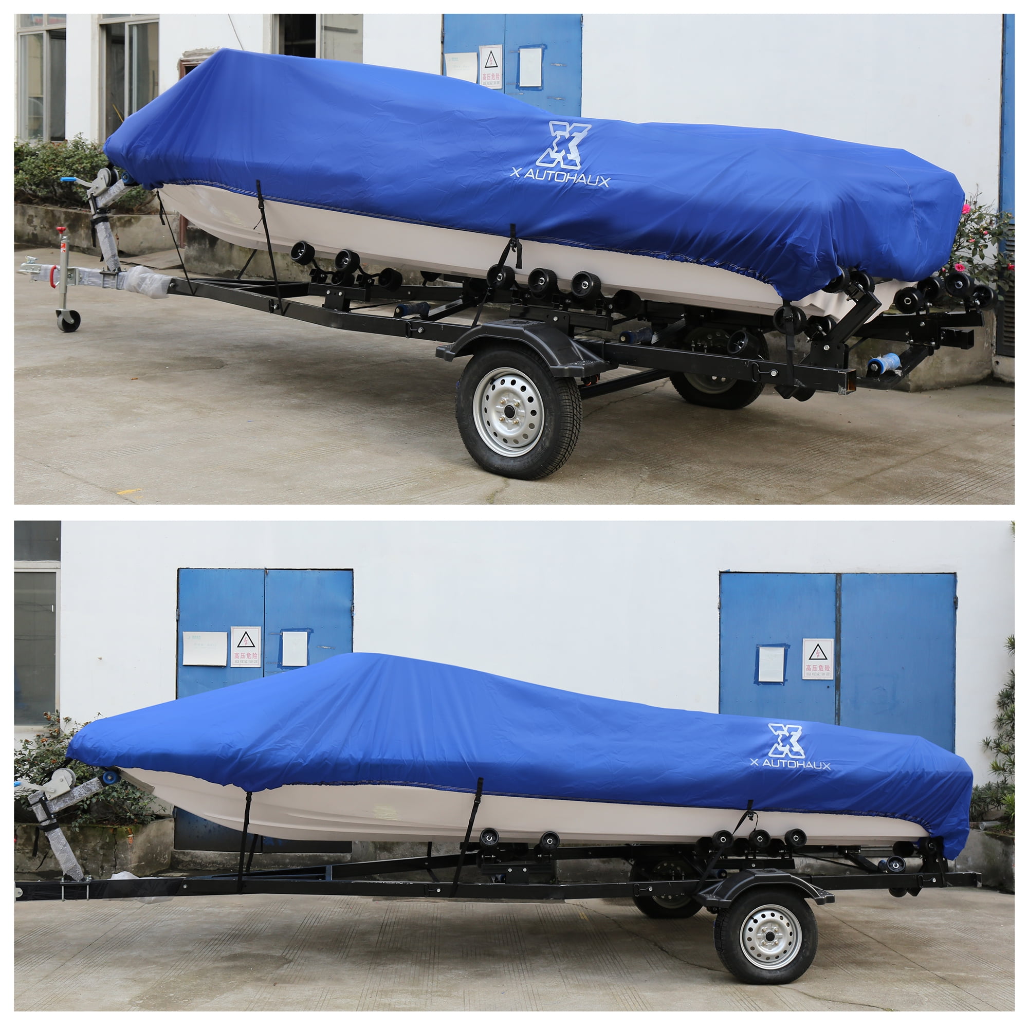 Black 16-18ft 94/" 300D V-Hull Boat Cover Waterproof Trailerable 590 x 290cm