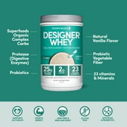 Designer Wellness, Designer Whey Protein Meal Replacement Powder with Vitamins, Minerals, and Organic Superfood Complex Carbs, Gluten-Free, Vanilla Bean, 1.72 Pound