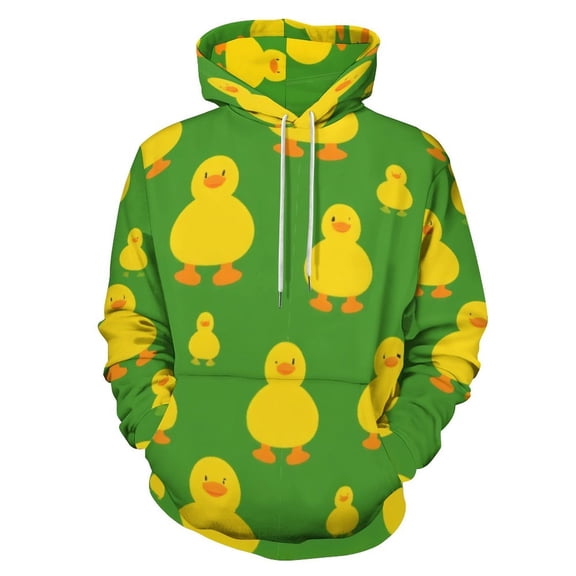 Yellow Ducks on Green Background Men's Women New Sweatshirt Hoodie Men's Plus Size Sweatshirt Hooded Sweatshirt 3d Printed Street Men's Cloth