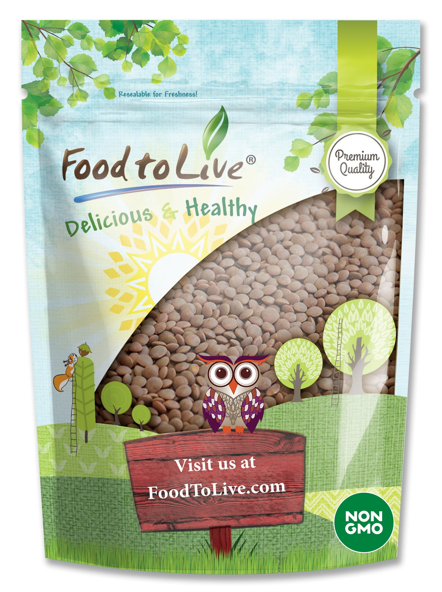 Whole Red Lentils, Non-GMO Verified, 1 Pound — Sproutable, Kosher, Raw, Vegan — by Food to Live