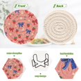 thumbnail image 5 of 6 Pcs Drink Coasters with Holder 3.94in Woven Coasters for Drinks Bows and Strawberries Pattern Coaster Set for Protection Table, 5 of 7