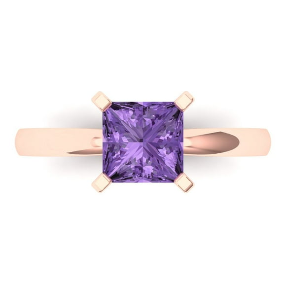 Clara Pucci 14K Rose Gold 1.5ct Alexandrite Solitaire Ring for Women