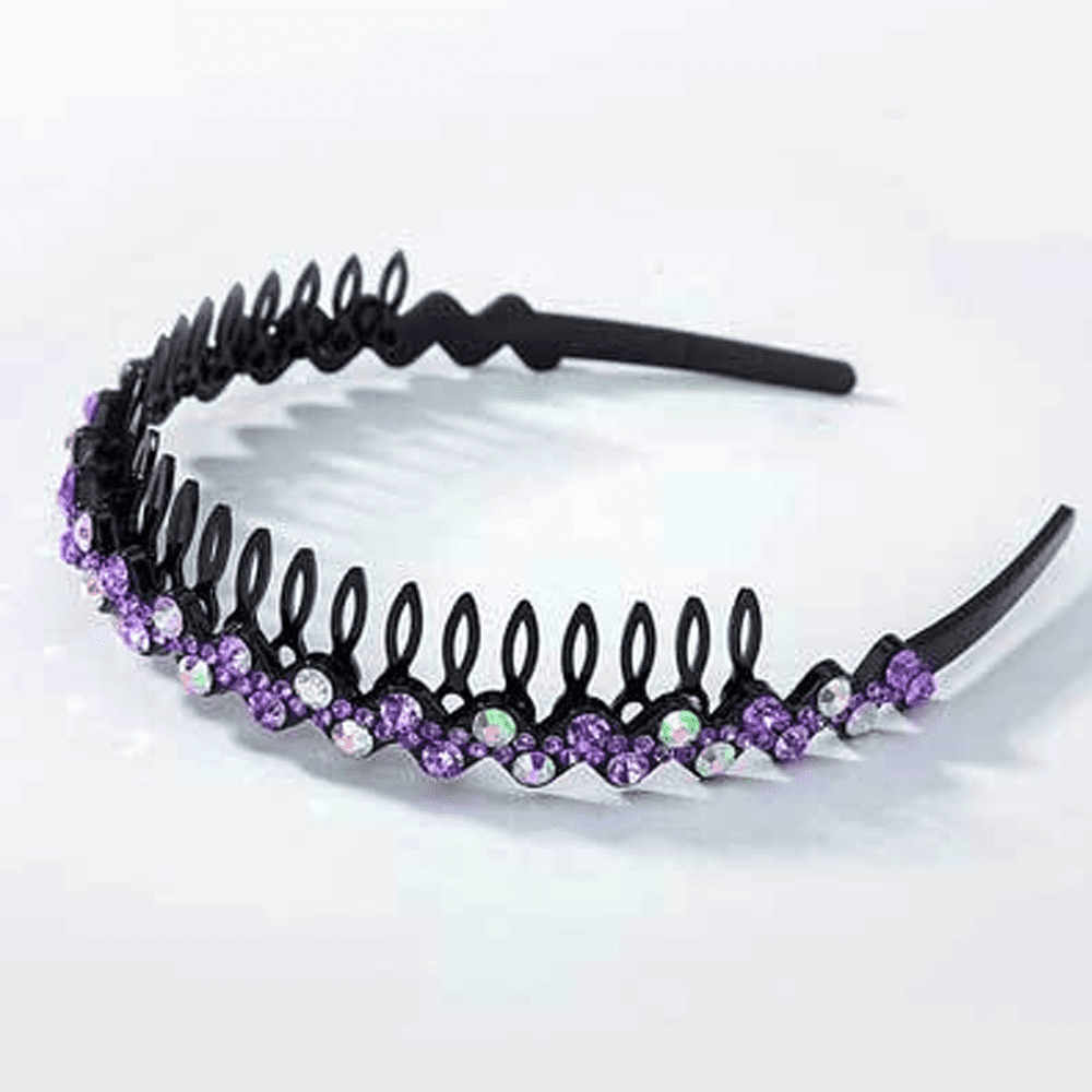 XUZOPIM 4er Set Glitzer-Zahn-Haarreifen – Mit Strass, Rutschfest, In 4 Farben (ca. 11 Cm)
