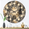 thumbnail image 2 of Designart 'Retro Golden Foliage II' Mid-Century Modern Wood Wall Clock, 2 of 5