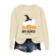 thumbnail image 2 of Ghost Pumpkin Halloween Sweatshirts for Women Long Sleeve Crewneck Happy Halloween Graphic Sweatshirt Pullover Tops, 2 of 5