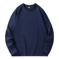 thumbnail image 2 of Ecqkame Men's Sports Sweatshirt Crewneck Soild Color Texture Long Sleeve Sweatshirt Casual Athletic Pullover Sweatshirt 02-Navy XXXL, 2 of 7
