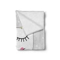 thumbnail image 2 of Cat Soft Flannel Fleece Throw Blanket, Princess Kitten with Meow Text on Shirt and a Crown, Cozy Plush for Indoor and Outdoor Use, 70" x 90", Grey Pink, by Ambesonne, 2 of 5