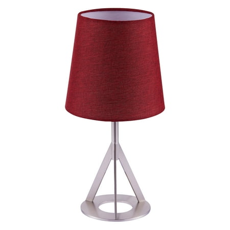 Versanora Aria Modern Table Lamp with Round Shade, 15.75", Nickel/Red