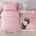 thumbnail image 3 of Pink Toddler Bedding Set for Girls 4-Piece Boho Tufted Toddler Comforter Set Jacquard Tufts Bed-in-a-Bag Crib Toddler Bed Sheet Set for Kids with Comforter, Flat Sheet, Fitted Sheet, Pillowcase, 3 of 9