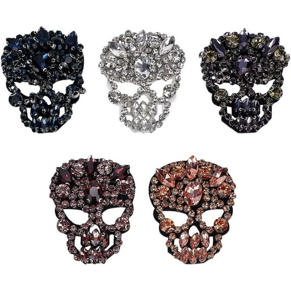 5PCS 5 Colors Glass Rhinestone Beaded Patch 2x2.4 inch Cloth Sew on Appliques Handicraft Beaded Patches Big Rhinestones Applique Patches for Clothes Dress Hat Jeans colorful DIY