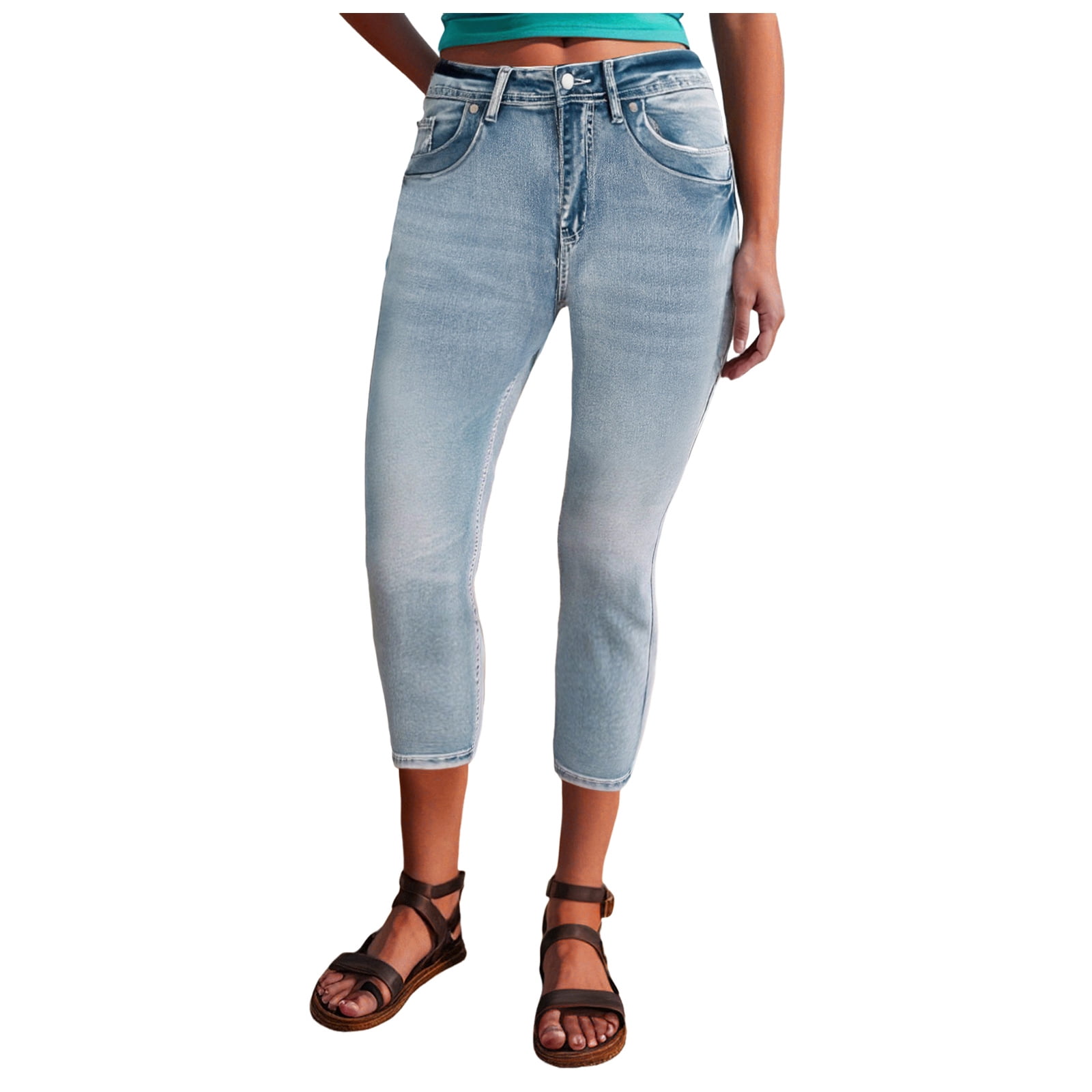 Wax Women's Mid Rise Skinny Bootcut Jeans – Stretchy, Flattering Fit, White Denim - View #12