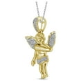 thumbnail image 2 of FB Jewels 10k Yellow Gold Mens Diamond Polished 3D Guardian Angel Cherub Charm Pendant 1/6 Cttw, 2 of 2