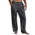 thumbnail image 4 of Pantalones Casuales de Color Sólido de Verano de Moda Mezcla de Lino de Poliéster para Hombres, 4 of 9