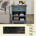 thumbnail image 2 of PLAMLE End Table for Living Room with Drawers Storage Retro Sofa Side Table with Charging Station Wooden Nightstand End Table, 2 of 7
