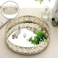 thumbnail image 3 of Mirrored Makeup Decorative Vanity Tray Ornate Glass Makeup Jewelry Organizer for, 3 of 8