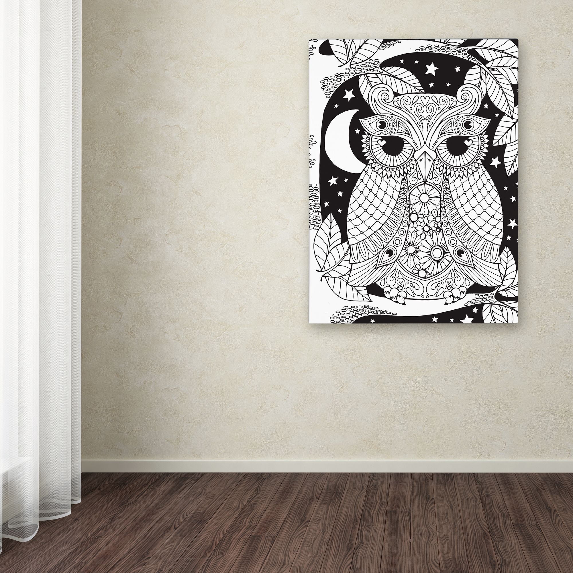 Trademark Fine Art "Owl on a Branch" Canvas Art by Hello Angel