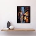thumbnail image 2 of Rainy Romance Colourful Oil Painting Couple Talking A Romantic Walk With Umbrellas On A Rainy Night Bedroom Art Art Print Framed Poster Wall Decor 12x16 inch, 2 of 5