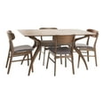 thumbnail image 6 of Noble House Harper Mid-Century Modern 5 Piece Dining Set, Dark Gray and Walnut, 6 of 8