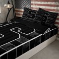 thumbnail image 3 of Meiyoeat Distressed US Flag Letter S Zipper Twin Comforter Sets with Fitted Sheet and 2 Pillowcases for Men Youth, Patriotic Print Zipper Bedding Set, Black Gray White,4-Piece,Black Reversible, 3 of 6