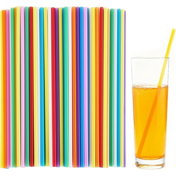 100 Pcs Colorful Long Plastic Straws, 10.5" Disposable Drinking Straws For 30oz Tumblers, Bulk Straw for Party, Restaurant, Home