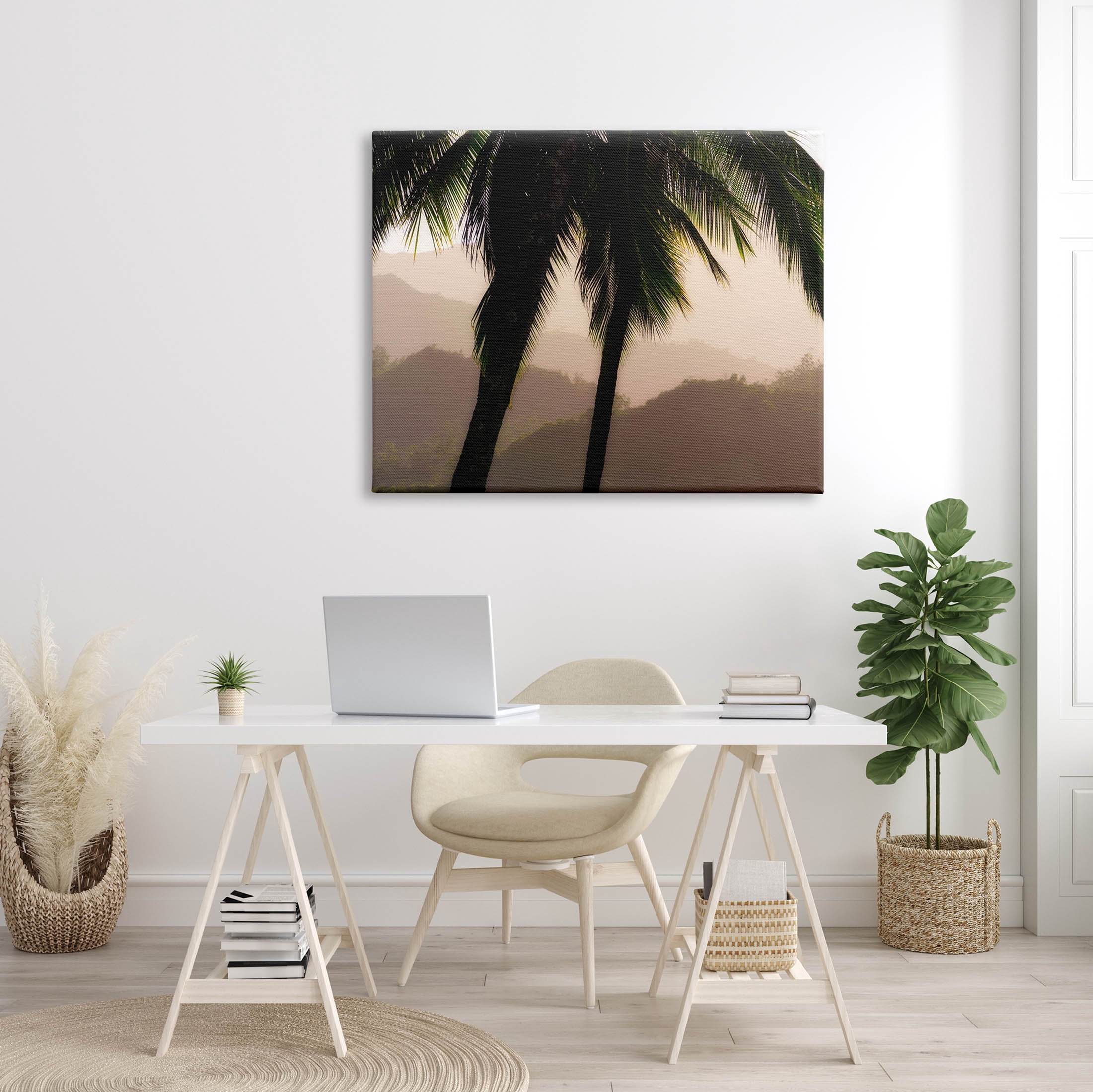 Stupell Industries Tropical Overhanging Palms Distant Land Photograph Gallery Wrapped Canvas Print Wall Art, Design by Dennis Frates