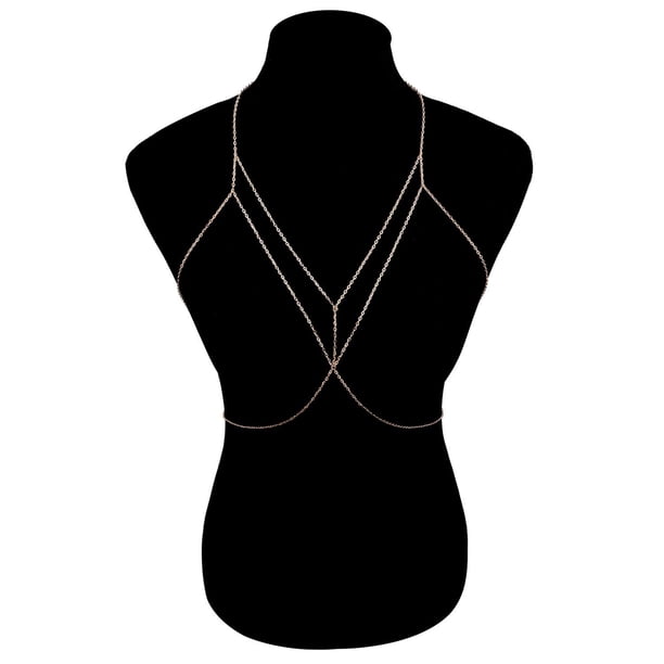 Collar de cadena para dar forma al cuerpo con sujetador bohemio, cadena para el pecho sexy, cadena para dar forma al cuerpo simple en capas de verano, cadena para la cintura del bikini (dorado)