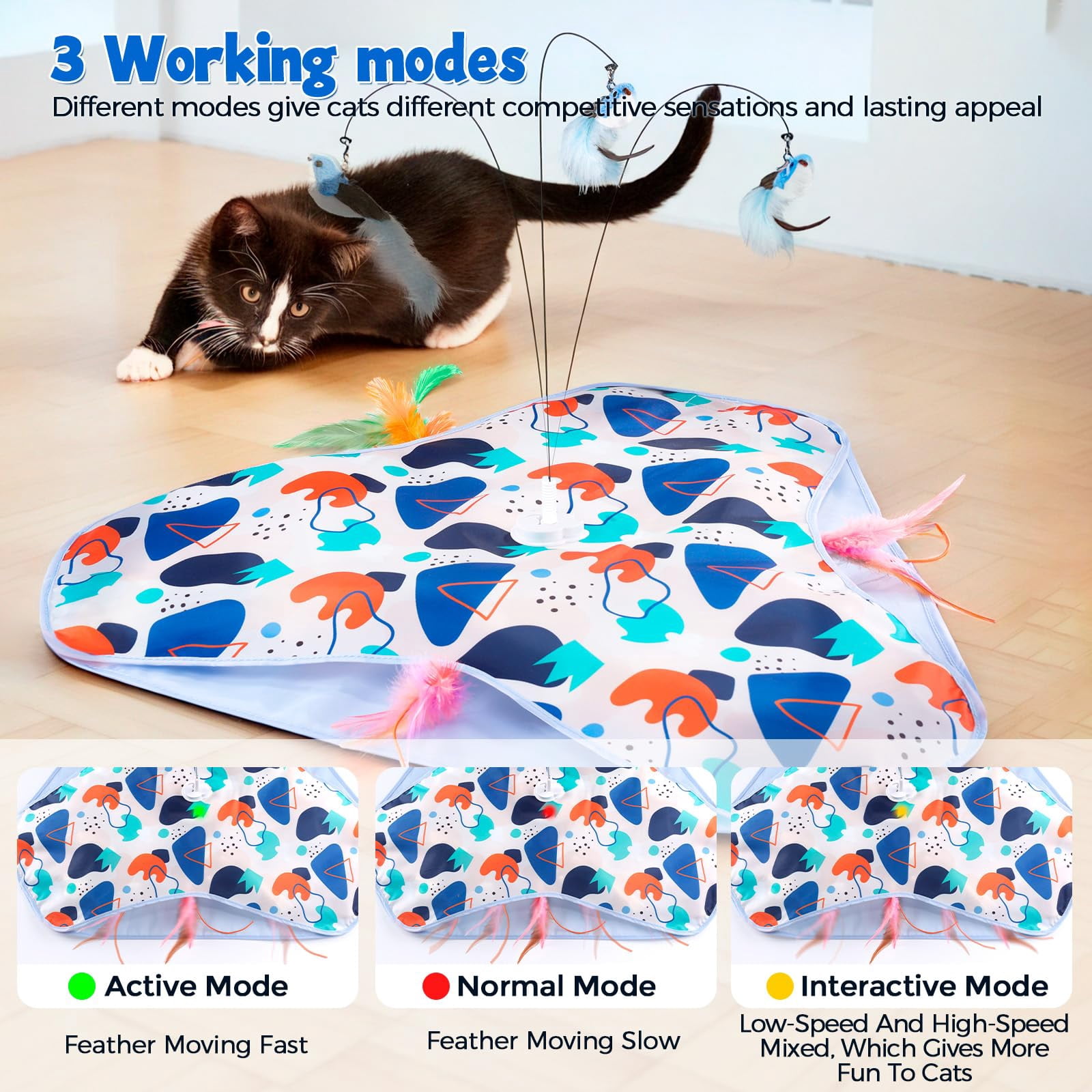 Interactive Cat Toys Rechargeable Three-in-one Hide-and-seek Automatic Suitable For Kitten To Interact And Play Automatically  With A Bird-shaped Indoor Cats