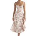 thumbnail image 3 of Vestido moldeador de cintura con corpiño floral para mujer, con cremallera, cuello en forma de corazón, sin mangas, con abertura, vestidos de verano plisados, 3 of 5