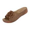 thumbnail image 5 of Women's Wedge Sandals Womens Dress Sandals Flower Sandals Orthopedic Sandals for Women Cute Sandals for Women Women's Summer Flower Slippers Outdoor Beach Sandals Brown 8.5, 5 of 5