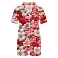thumbnail image 4 of Tnhcen Women's Flower Print Pajamas 2 Piece Button Front Sleep Pjs Shirts And Shorts Outfit Lounge Nightwear Sets, 4 of 4