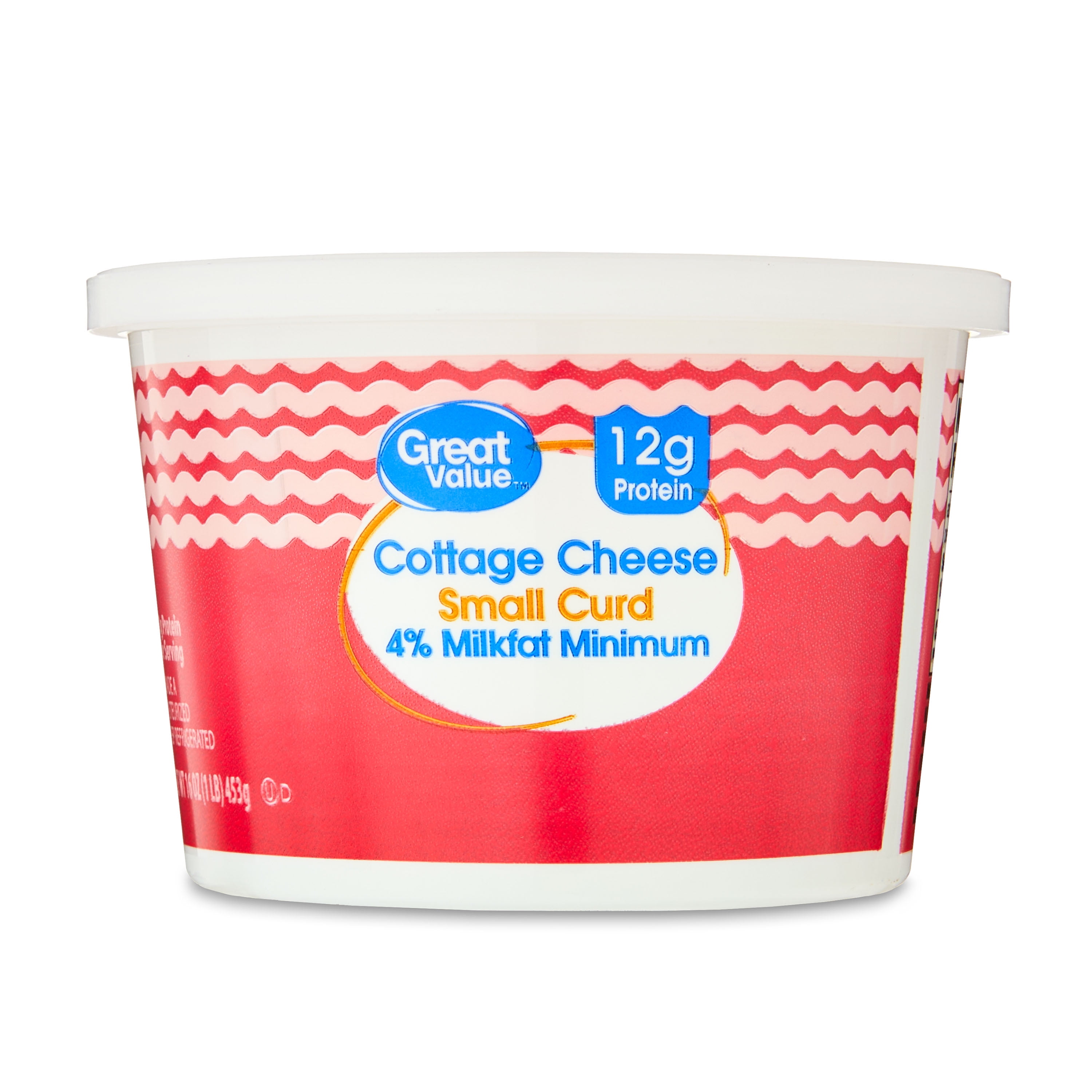 Great Value 4% Milkfat Minimum Small Curd Cottage Cheese, 16 oz
