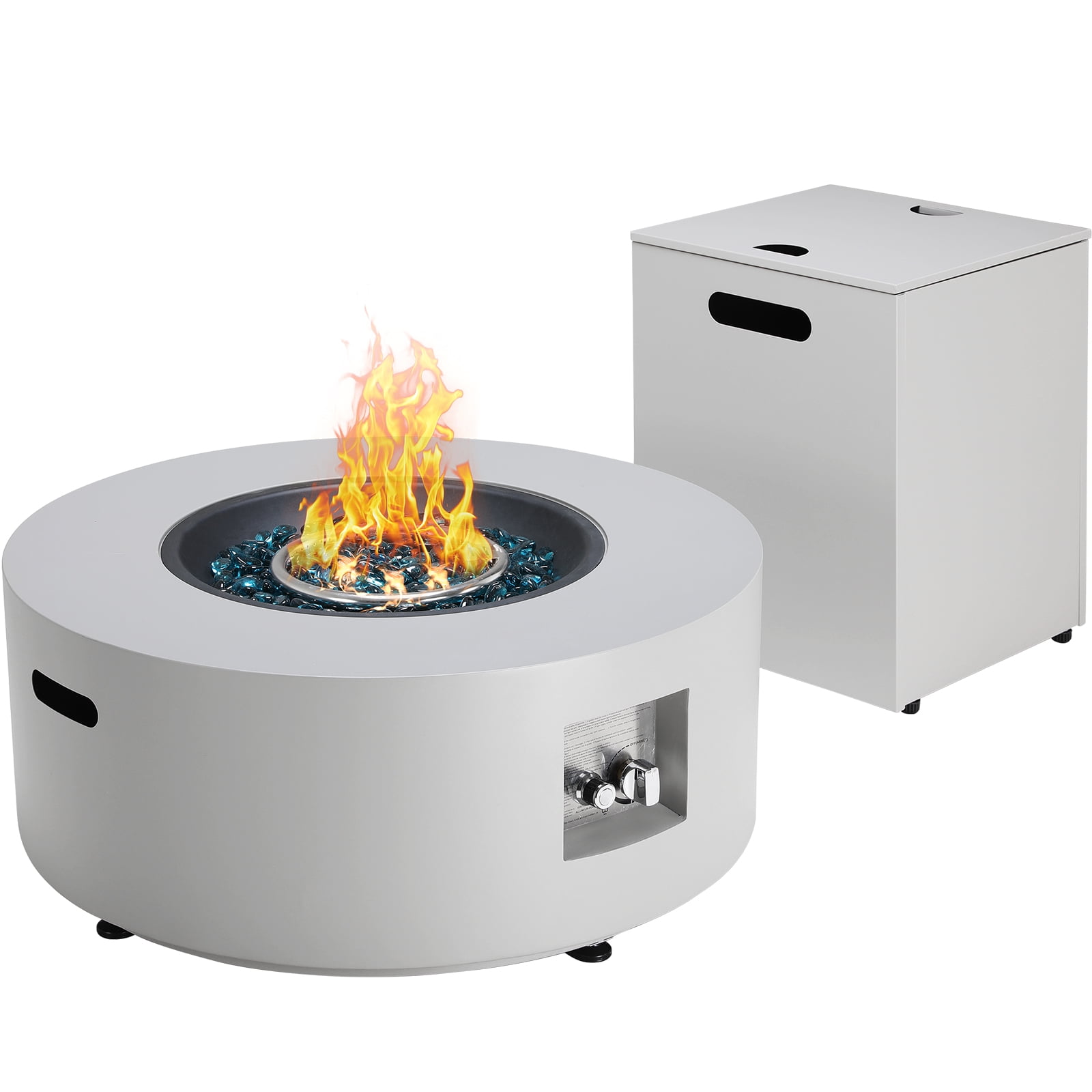 TLGREEN 30 in Outdoor Propane Fire Pit Table, 2 in 1 Round Patio Gas Fire Pit, 50,000 BTU, Adjustable Legs, for Backyard, Garden,Pool,Balcony, Gray