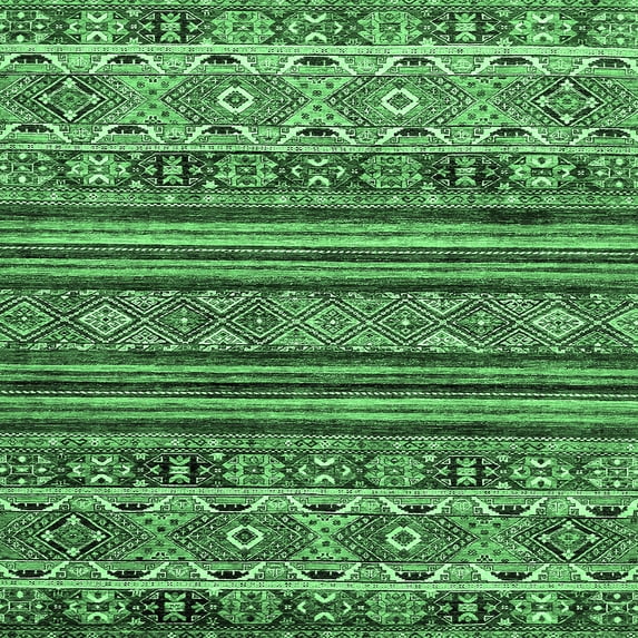 Ahgly Company Indoor Square Abstract Emerald Green Modern Area Rugs, 4' Square