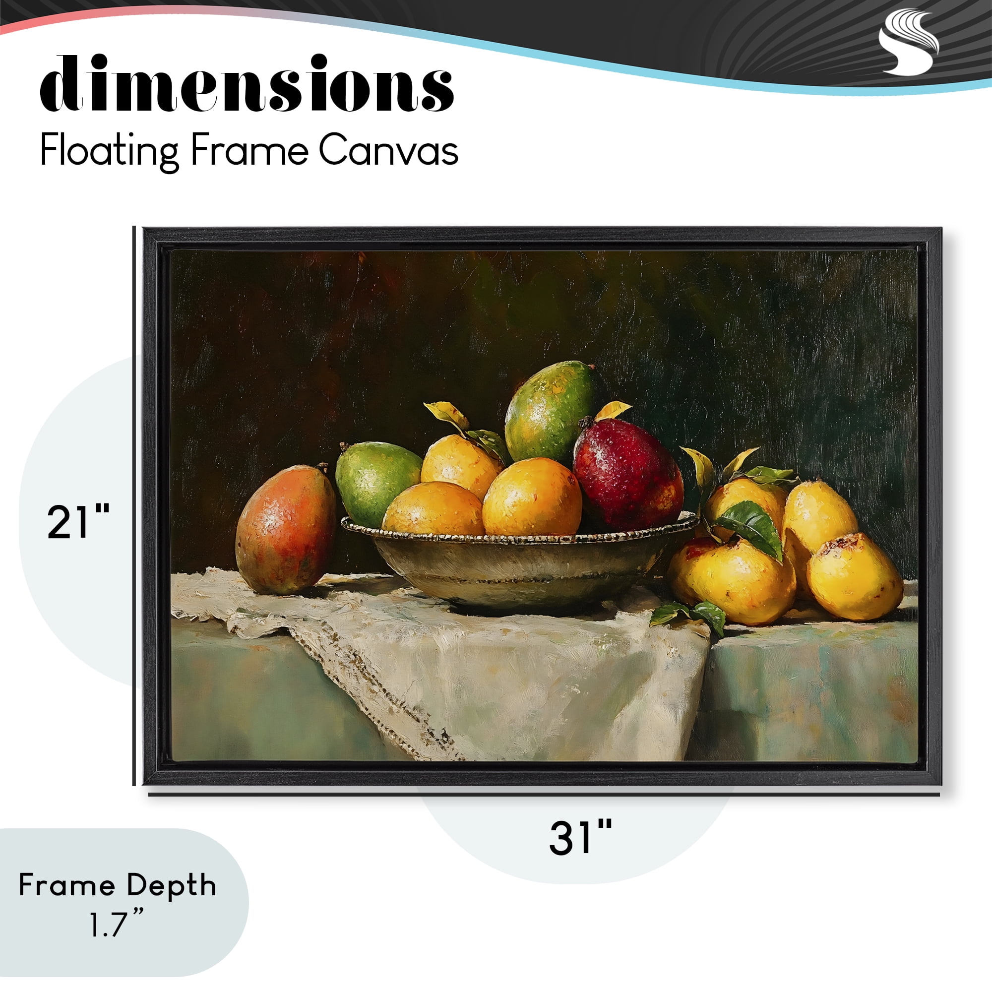 Stupell Industries Fancy Table Fruit Arrangement Black Framed Floater Canvas Wall Art, design by Creative Studio