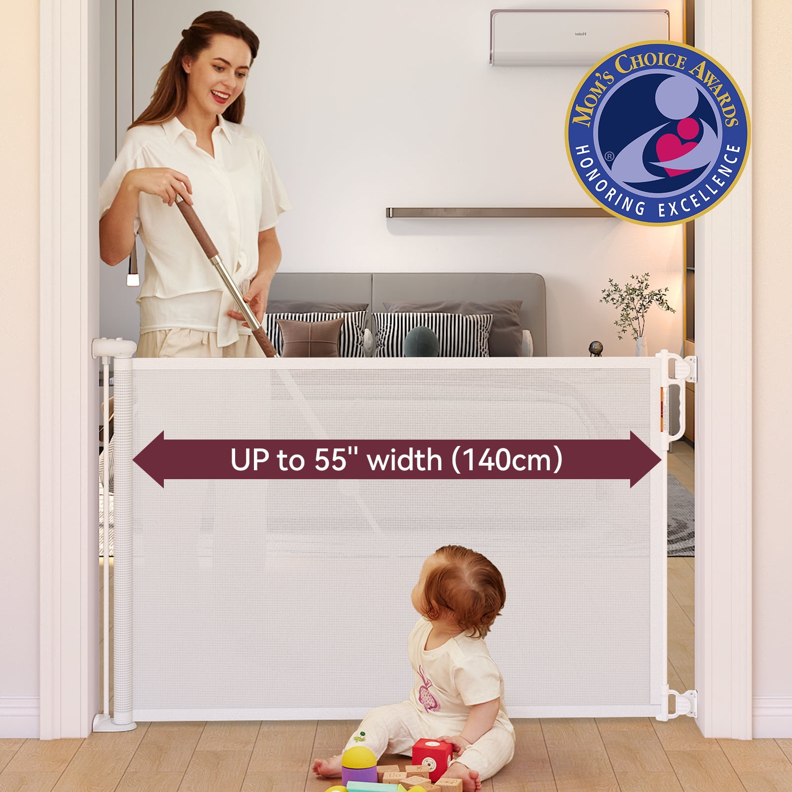 Momcozy Retractable Baby Gate, 33" Tall, Extends up to 55" Wide