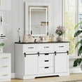 thumbnail image 6 of Yeshouse 47" Farmhouse 6-Drawer Dresser with Lighted Mirror, Sliding Doors, Adjustable Shelves, 6 of 9