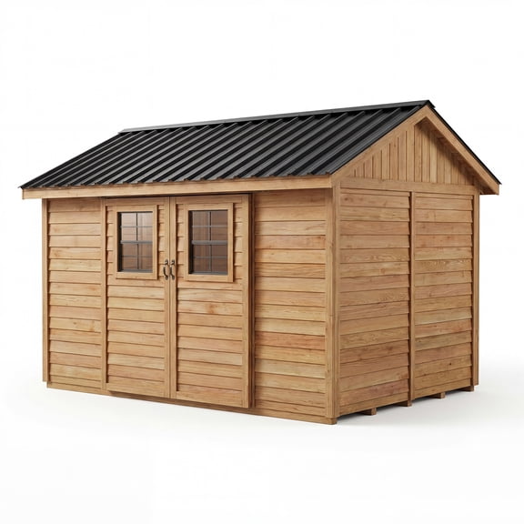 Outdoor Living Today Western Red Cedar Gardening Supplies Storage Storage Shed Kit with Hardware, 105 in x 148 in x 110 in