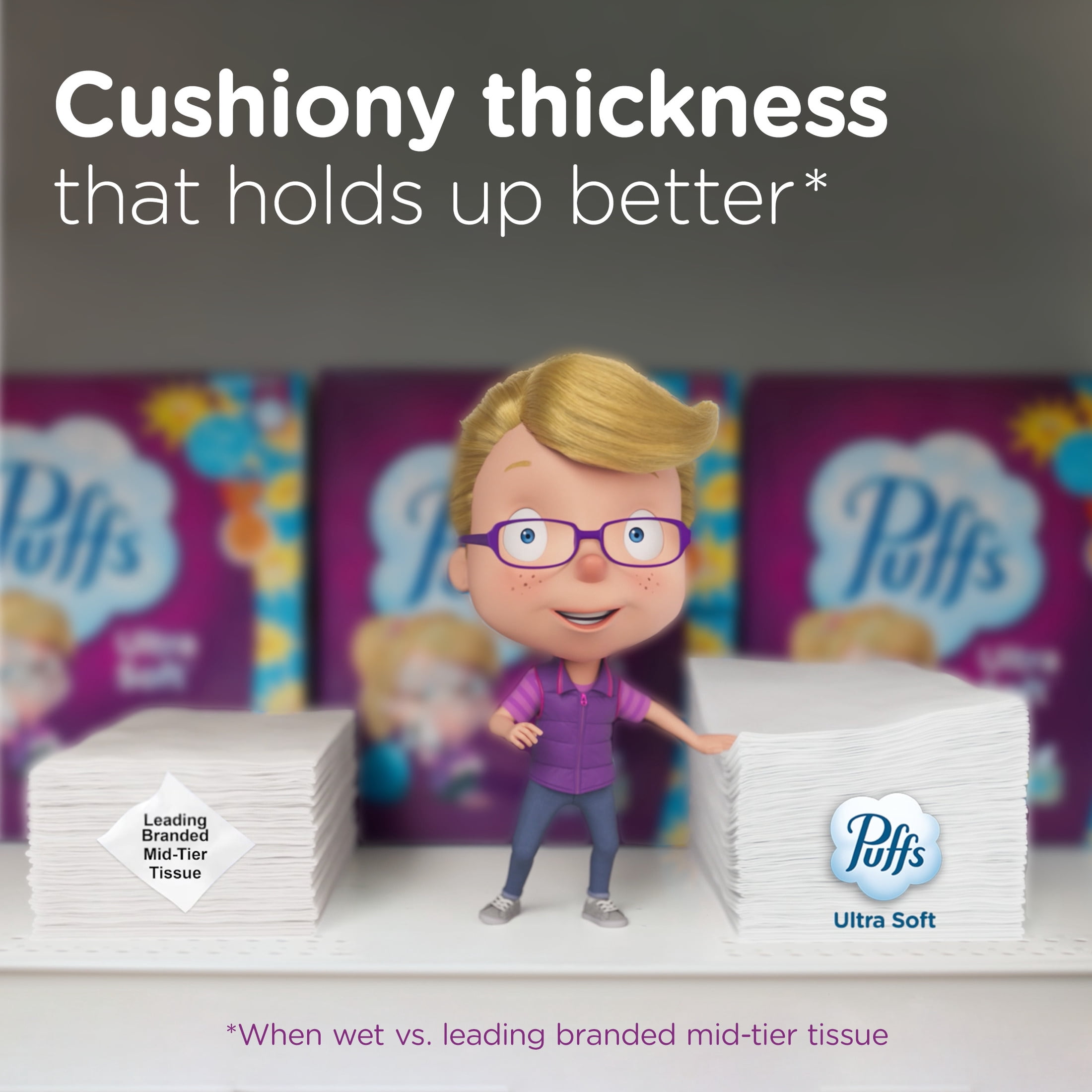 (18 pack) Puffs Ultra Soft Non-Lotion Facial Tissue, 1 Mega Cube Box, 72 Facial Tissues per Box