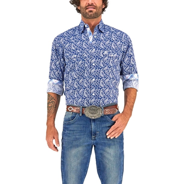 Camisa Vaquera Wrangler Hombre Manga Larga 753 azul CH