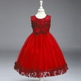thumbnail image 4 of IBTOM CASTLE Grande Petite Fille Robe de Bal Dentelle Robe de Demoiselle d'Honneur pour Mariage Rouge 9-10 Ans, 4 of 4