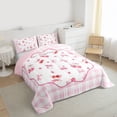 thumbnail image 3 of Homewish Cartoon Cherry Full Size Comforter Sets,Ribbon Bow Knot Bedding Comforter Set,Pink Red White Bedding Sets For Kids,Ultra Soft Home Decor Reversible,3 Pieces, 3 of 8