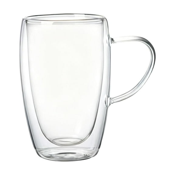 Double Walled Coffee Cups Glasses Mugs 450ml Espresso Cappuccino Latte Tea Cups with Handle, Heat Resistant Borosilicate Clear Glasses 350ml