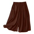 thumbnail image 4 of Endives Women's Shorts Solid Color Loose Summer Bermuda Short Knee Length Elastic Waist Beach Lounge Workout Casual Long Short Wide Leg Shorts, 4 of 6