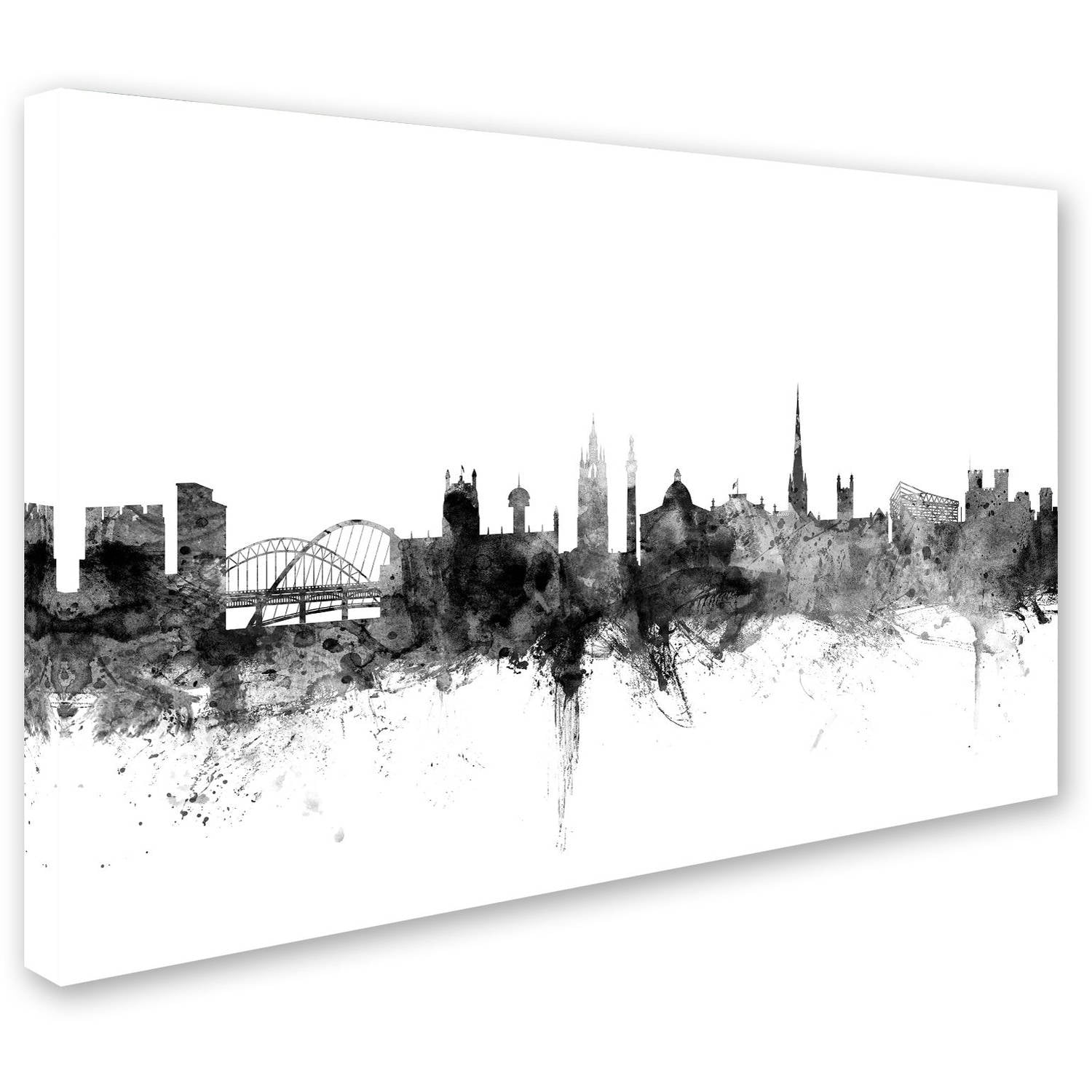 Trademark Fine Art "Newcastle England Skyline B&W" Canvas Art by Michael Tompsett