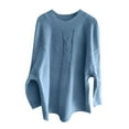 thumbnail image 4 of Baqcunre Sweaters For Women Women's Dough Loose Bat Sleeve Half High Neck Knitting Sweater Top Workout Tops Plus Size Tops Blue 3XL, 4 of 4