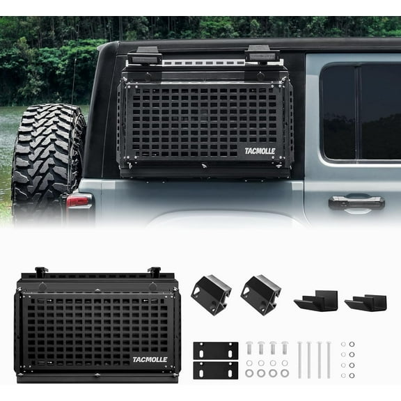 Rear Side Window Storage Box - Tactical Modular MOLLE Panel for Tools and Accessories, Rear Window Storage Panel Kit with Lock For Jeep Wrangler JL 2018-2024